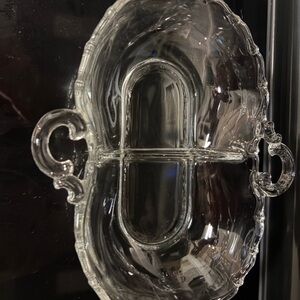 Elegant Clear Glass Divided Serving Dish